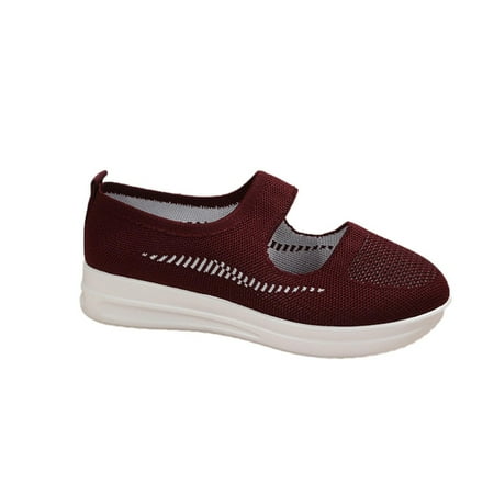 

Womens Breathable Weving Sneakers Soft Thick Sole Comfort Slip-On Mesh Loafer Closed Toe Casual Sandal Tennis Shoes