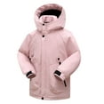 thumbnail image 2 of Ashirexll Girls Winter Coats Girls Puffer Jackets 7-17 Years Solid Color Hooded Zipper Thickened Mid Length Pocket Jacket Kids Casual Warm, 2 of 5