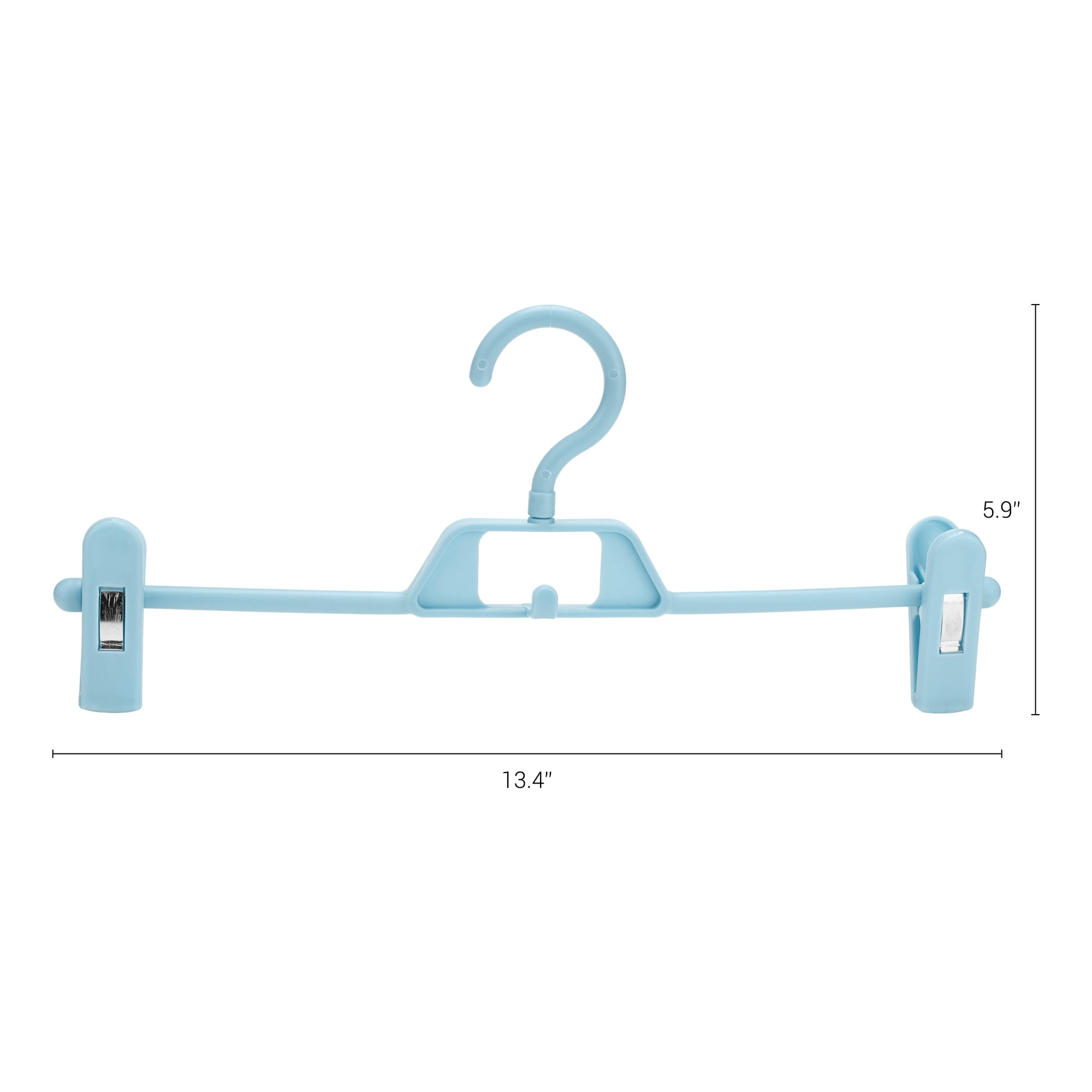 Unique Bargains Plastic Non-Slip Hangers Clothes Hangers with Pinch Clips 20 Pcs Blue