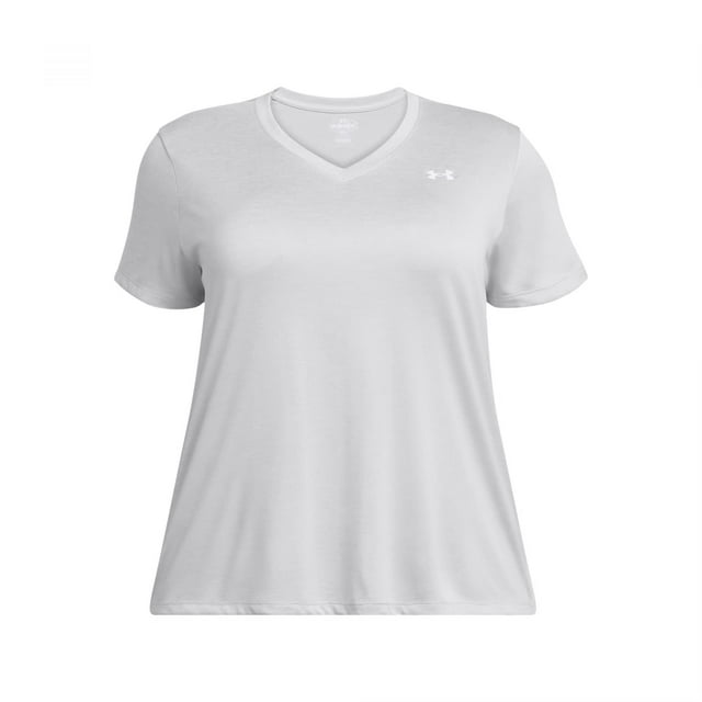 Camiseta Under Armour para mujer Tech Twist con cuello en V 2X gris