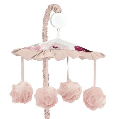 UPC: 0846480085942 | Watercolor Floral Burgundy Wine and Pink Musical Mobile by Sweet Jojo Designs