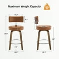 thumbnail image 3 of WOOW DEPOT PU Swivel Bar Stools Set of 2, 26" Seat Height Modern Upholstered Bar Chairs w/ Mid-back Round Seat Walnut Legs Leather Island Stools for Kitchen Counter, 3 of 11