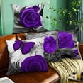 thumbnail image 4 of Set of 4 18x18 Flower Throw Pillow Covers Purple Rose Couch Bed Decorative Pillow Covers Dark Purple Grey Black Floral Square Pillow Cases Purple Linen Farmhouse Pillow Cover (Purple Black), 4 of 6
