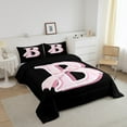 thumbnail image 3 of Erosebridal Initial B Letter Comforter Sets , Princess Bow Comforters & Duvets, Pink Monogrammed Reversible Duvet Insert, Microfiber Room Decor, 2-Piece, 3 of 8