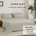 thumbnail image 3 of JELLYMONI 4 Pieces Luxury Soft Microfiber Sheets Set ,16" Deep Pocket Queen Size Silky Bedding Sheets & Pillowcases（Full, Cream Grey), 3 of 6