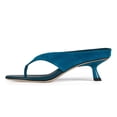 thumbnail image 2 of YDN Women Open Square Toe Flip Flops Low Kitten Heel Slip on Mules Casual Dress Summer Beach Thong Sandals Size 7 Blue, 2 of 4