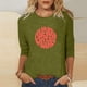 thumbnail image 2 of Blusas para Mujeres Casual 3/4 Manga Cuello Redondo Impreso Suelto, Mujer 3/4 Manga Tops Y Blusas para Diario, 2 of 4