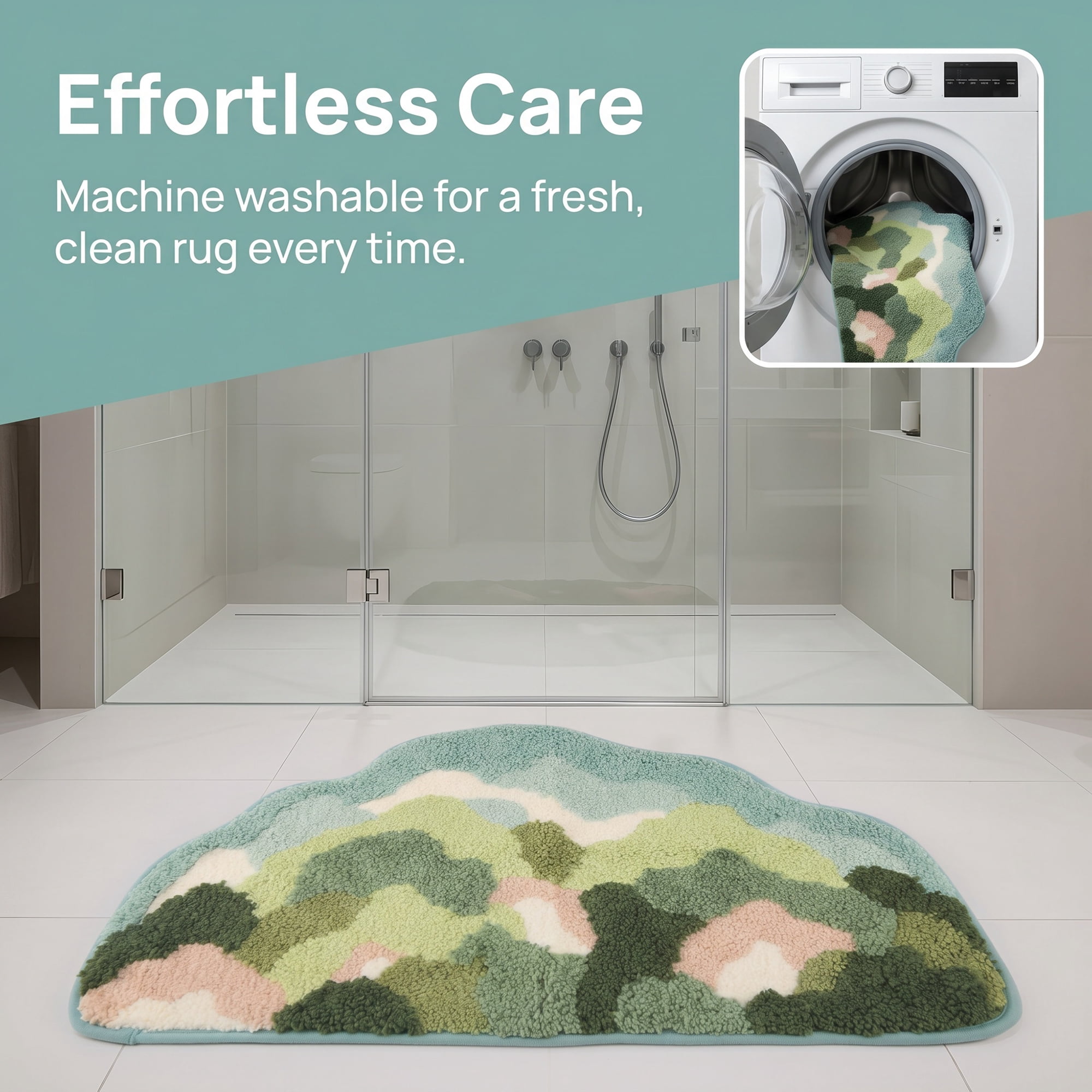 Unique Bargains Printed Rug Ultra Soft Absorbent Plush Bath Mat Green Moutain 30" x 18"
