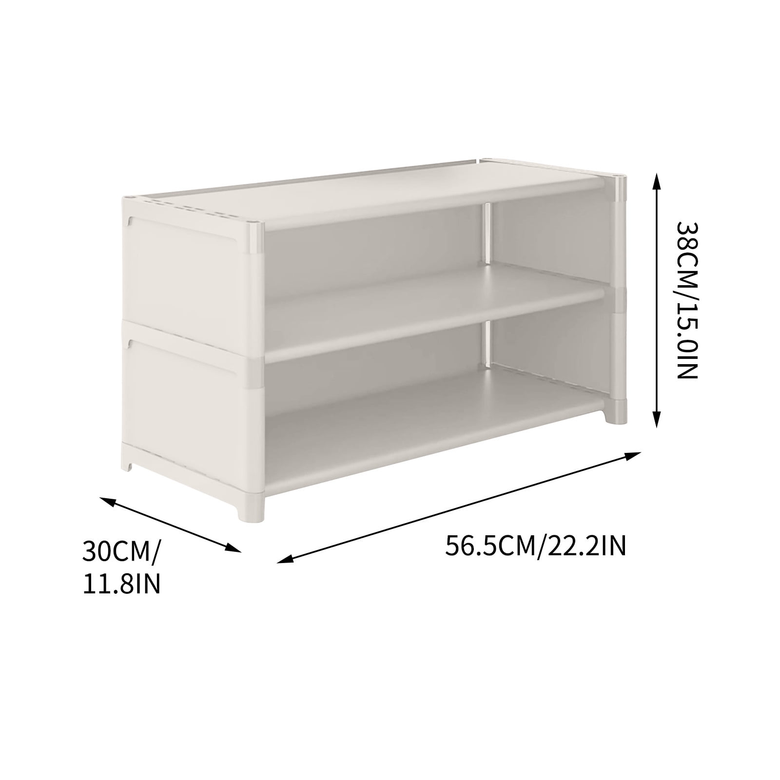 XiYing Under-Bed Shoe Rack, 3-Tier Storage Organizer for Dorm Room, Sturdy Plastic, Space-Saving for Tight Spaces, 56.5" X 30" X 38", 1-Pack