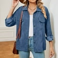 thumbnail image 4 of XFLWAM Womens Corduroy Shirts Jacket Casual Snap Button Oversized Long Sleeve Plain Shackets Coats, 4 of 8