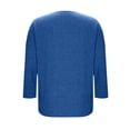 thumbnail image 6 of ClodeEU Women's 3/4 Sleeve Crewneck T-Shirt,Summer Casual Fit Tunic Pocket Tee Dark Blue,Womens Plus M, 6 of 7