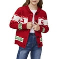 thumbnail image 6 of Fdqin Boys Christmas Sweater Cardigan Girls Reindeer Snowflake Collared Knitted Sweaters Kids Button Down Ugly Christmas Cardigans Red Green 4-5 Years, 6 of 9
