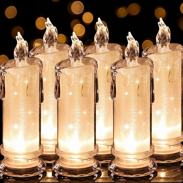 6 Pzas Velas Led (D:2.5" x H:7"), Velas Falsas de Pilar, Velas sin Llama a Batería/baterías Incluidas, Velas artificiales para Decoración para el Día de San Valentín Boda Decoraciones de Navidad