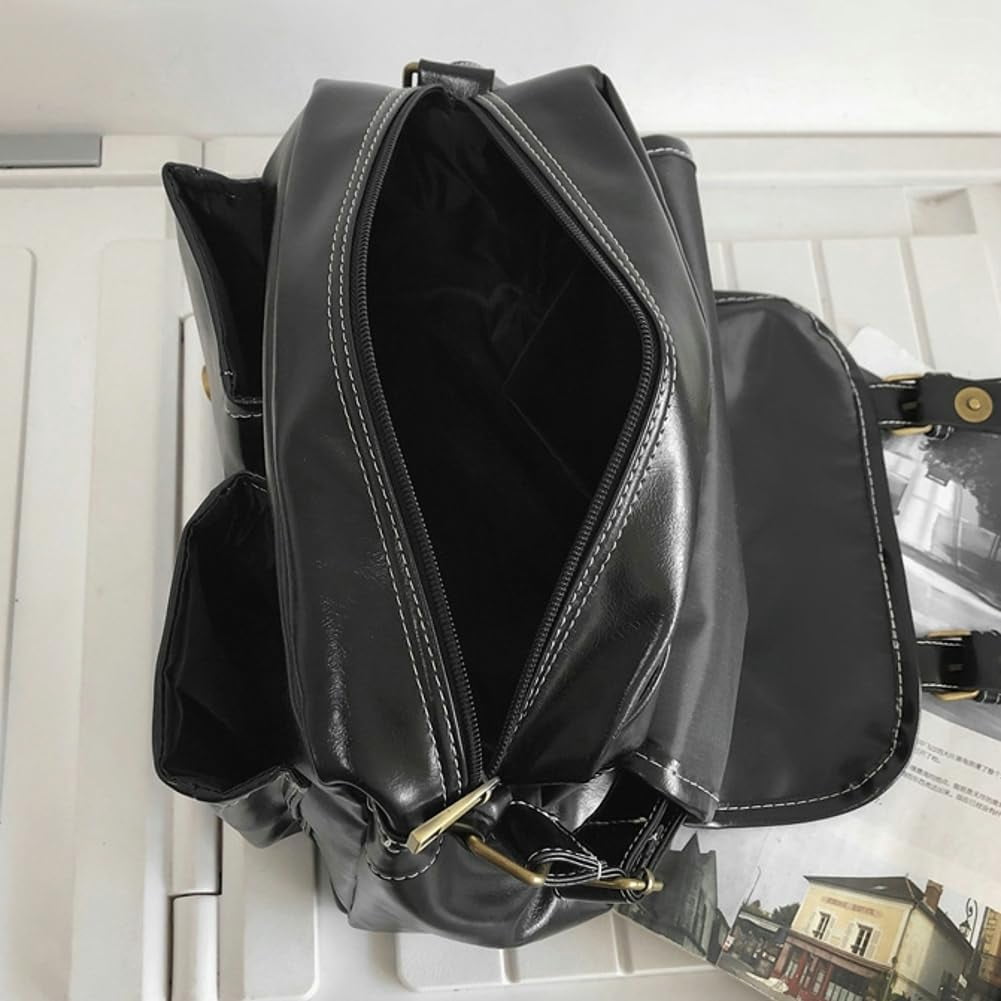 HLSOHJP Crossbody Messenger Bag for Men Women Vintage Shoulder Bags Tote Purse Satchel Handbags with Adjustable Strap