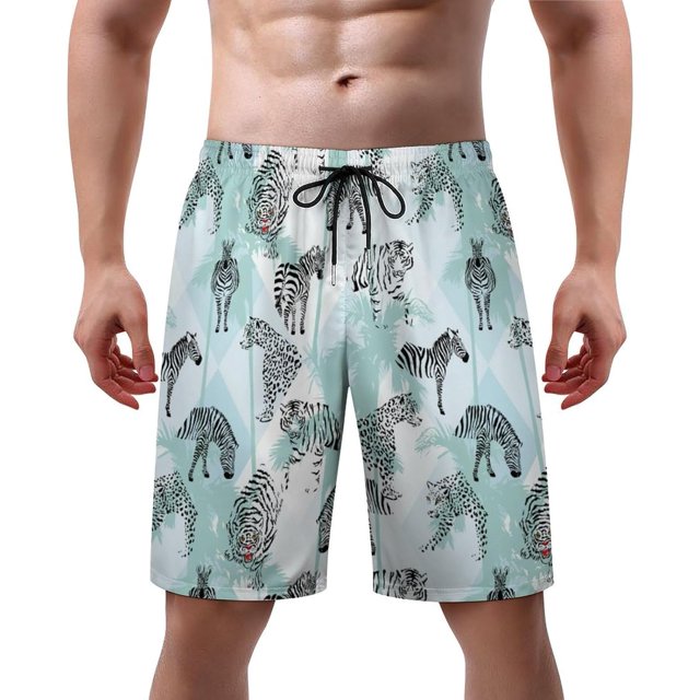 NICKSUN Men's Swim Trunks, Cute Print Quick Dry Summer Board Beach Shorts with Mesh Lining and Pockets