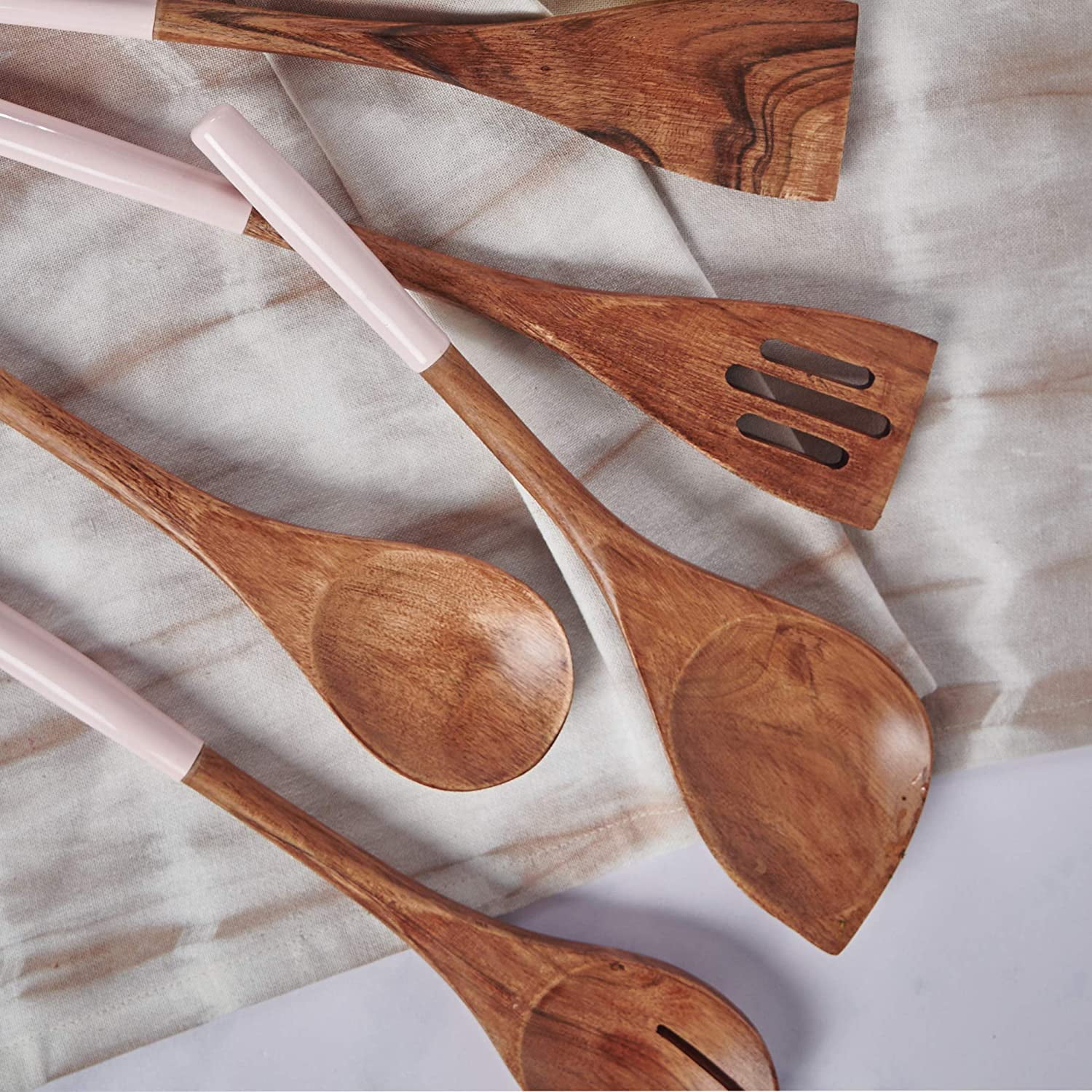 Folkulture Wooden Spoons For Cooking, Set of 5 Wooden Cooking Utensils, Non-Stick Wooden Utensils for Cooking, Wooden Kitchen Utensil Set for Kitchen, Non Toxic Wooden Spoon Sets With Wooden Spatula
