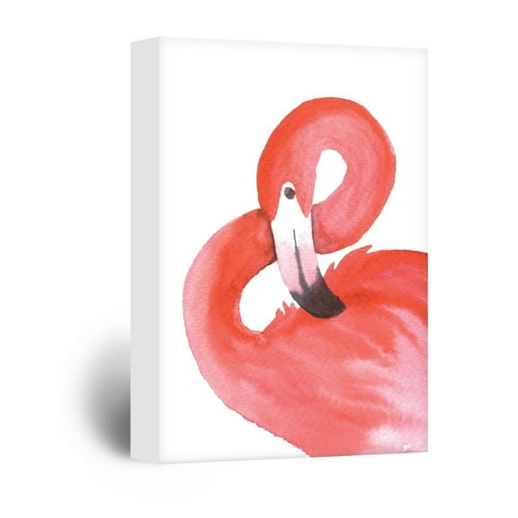 wall26 Canvas Wall Art - Watercolor Style Pink Flamingo - Giclee Print Gallery Wrap Modern Home Art Ready to Hang - 16x24 inches