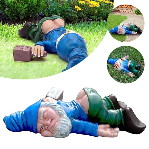 Fyeme Decoración Enana Garden Borracho Travieso, Decoración Enana Borracha Creativa, Estatua de Garden Enano, Artesanías de Resina Gnome Borrachos