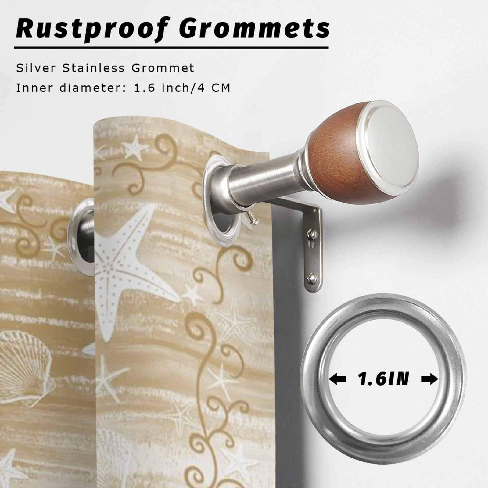 Light Brown Coastal Outdoor Curtains for Patio, Starfish Shell Summer Beach Ocean Rustic Sunshade Privacy Drapes Grommet Waterproof Outside Curtains for Porch/Cabana/Balcony 54"x 108", 1 Panel
