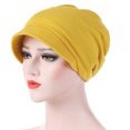thumbnail image 4 of Flmtop Mode Coton Femmes Couleur Unie Chaud Bonnet d'Automne avec Chapeau Turban Bord, 4 of 7