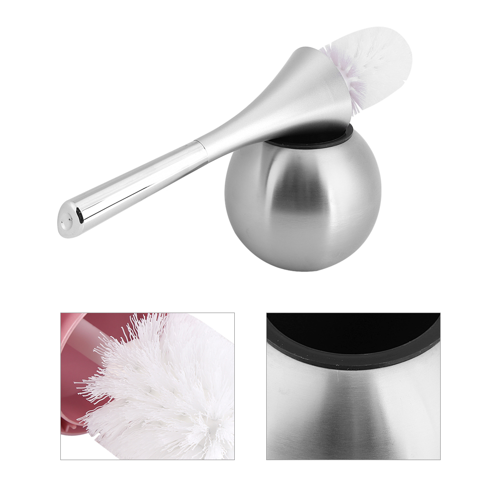 OTVIAP Toilet Cleaning Brush,Creative Bathroom Toilet Scrub Cleaning Brush Holder Set with Stainless Steel Base Bathroom Brush Bathroom Toilet Brush(Sliver)