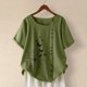 thumbnail image 1 of Pntutb Mujer Verano Casual O-Cuello Manga Corta Flor Estampado Camisa Suelta Blusa tops Pntutb Pntutb-6430, 1 of 7