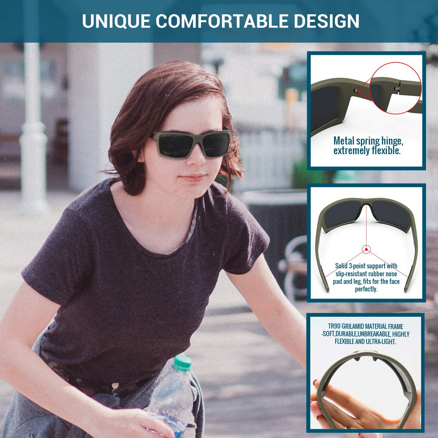 TOREGE Adult Polarized Sports Sunglasses for Mens and Womens Fashion Style Cycling Glasses