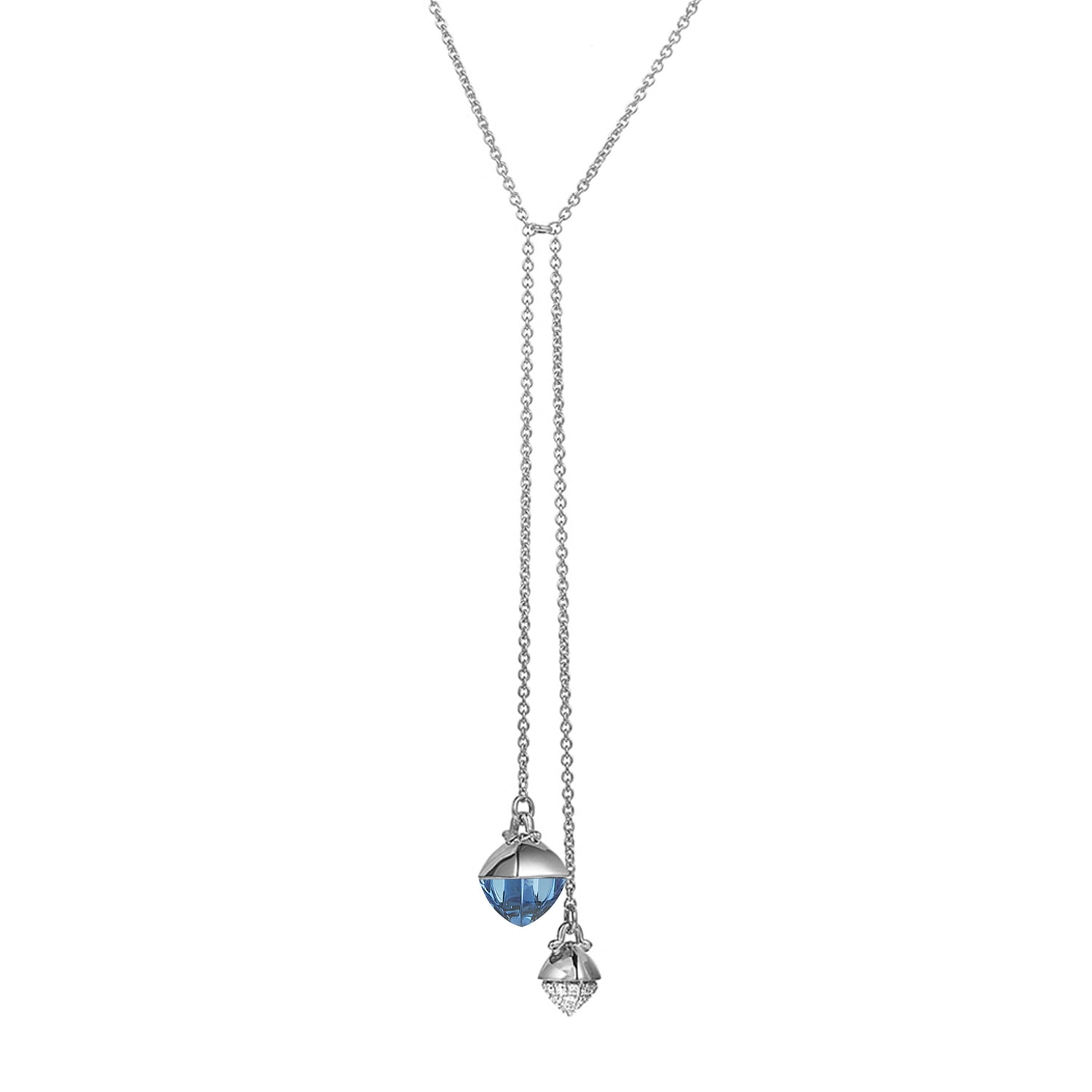 Blue Topaz and Diamond Lariat Necklace by Ax Jewelry