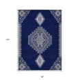 thumbnail image 3 of HomeRoots 598427 8 x 10 ft. Navy Blue, Gray & Brown Oriental Washable Indoor & Outdoor Rectangle Traditional Area Rug, 3 of 5