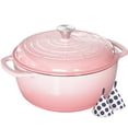 thumbnail image 1 of Olla holandesa Umite Chef de hierro fundido esmaltado de 6 cuartos, rosa, 1 of 9