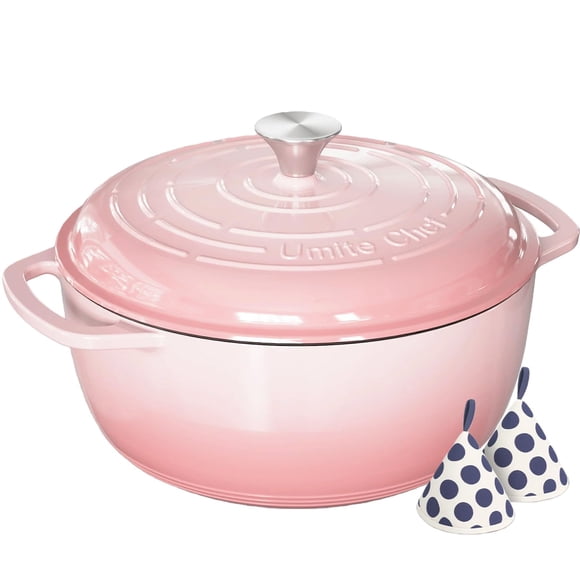 Olla holandesa Umite Chef de hierro fundido esmaltado de 6 cuartos, rosa