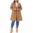 thumbnail image 2 of Agnes Orinda Women's Plus Size Winter Coats Single Breasted Lapel Belted Midi Pea Coats with Pocket 1X Camel, 2 of 6