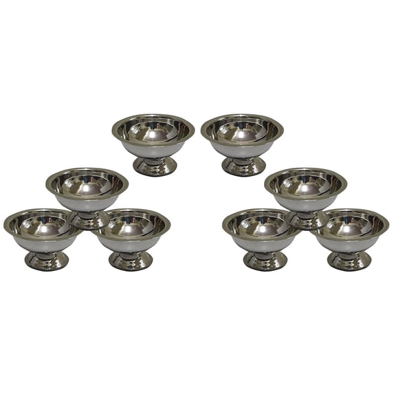 iKonbi Stainless Steel Ice Cream Cup/Soup Bowl Set, Silver, 8 Piece