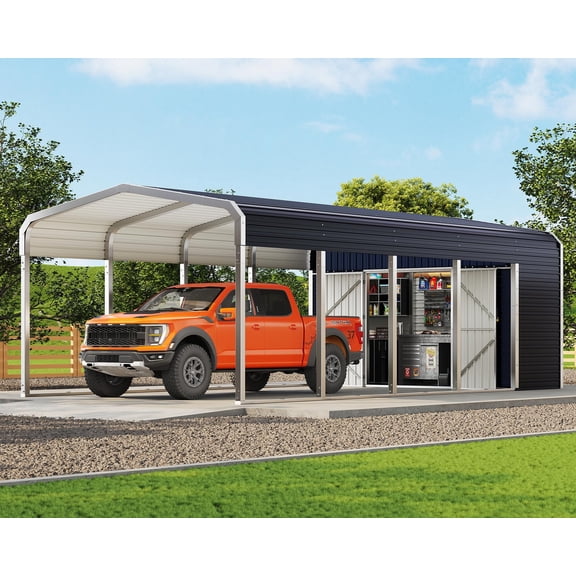 LUXOAK 12×20×10.5 ft Metal Carport, with Removable Waterproof Sidewalls for Car, Heavy Duty Outdoor Shelter for All-Weather