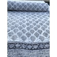 thumbnail image 2 of Grey Leaf Block Print Indian Kantha Quilt Handmade Cotton Bedspread | Natural Colour FloralJaipur Kantha for Home DÃ©cor, 2 of 10