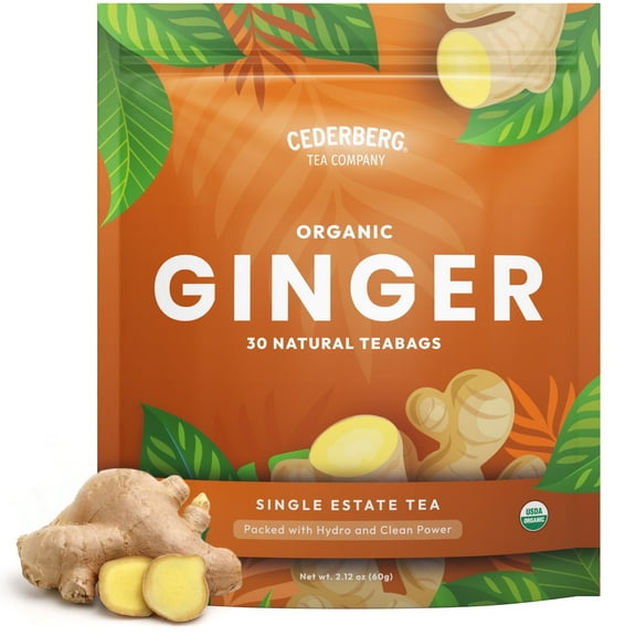 Cederberg Tea Company Organic Ginger Tea Bags – 30 Count | Caffeine-Free | GMO Free | Zero-Calorie