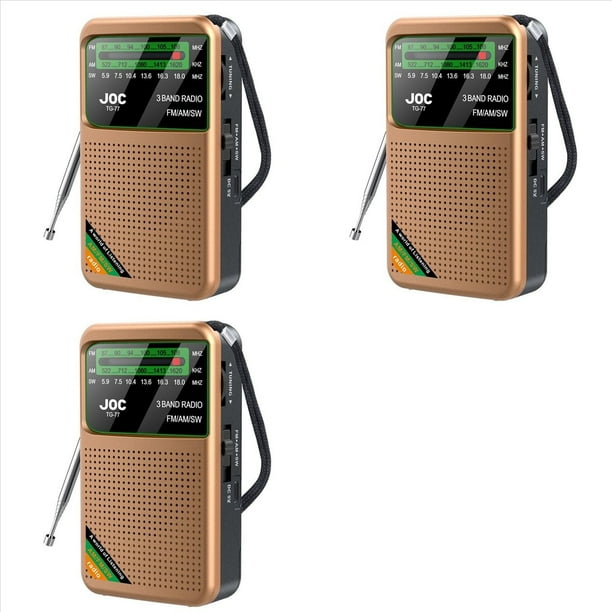 3X Radio de Bolsillo Mini Radio Portátil de Banda Radio AM/FM/SW con Batería Recargable Soporte para Auriculares MiniRadio para Ancianos, D