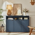 thumbnail image 3 of Farmhouse 55.1"W Kitchen Buffet Cabinet with Storage Door & Adjustable Shelves, Fluted Door Wood Sideboard LELELINKY Coffee Bar with for Dining Room, Navy, 3 of 8