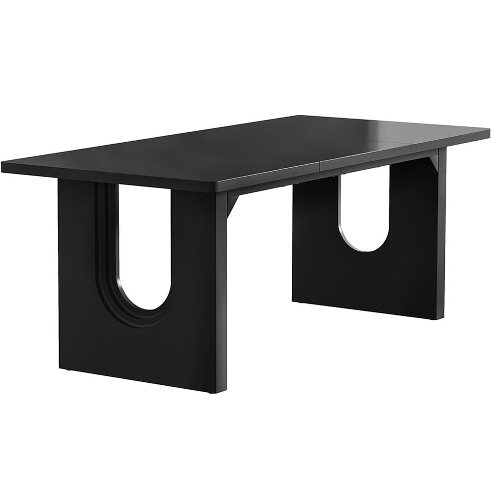 Resenkos Study Writing Desk, Computer Desk,71" Executive Desk, Modern Computer Desk with Wood Double Pedestal Base,Black