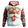 thumbnail image 2 of Christmas Sweater Men Funny Xmas 3D Santa Graphic Print Sweatshirt Casual Hoodies Novelty Long Sleeve Pullover Tops with Pocket White M, 2 of 3