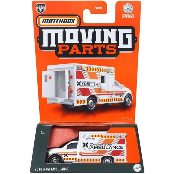 Matchbox Moving Parts 2016 RAM Ambulance Diecast Vehicle (2024)