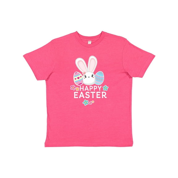 Inktastic Happy Easter with Bunny Head and Easter Eggs Youth T-Shirt