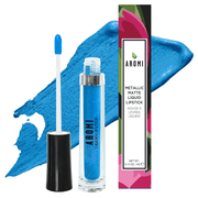 Aromi Bright Blue Metallic Liquid Lipstick for Women | Long-lasting, Shimmery Finish (Snow Queen)