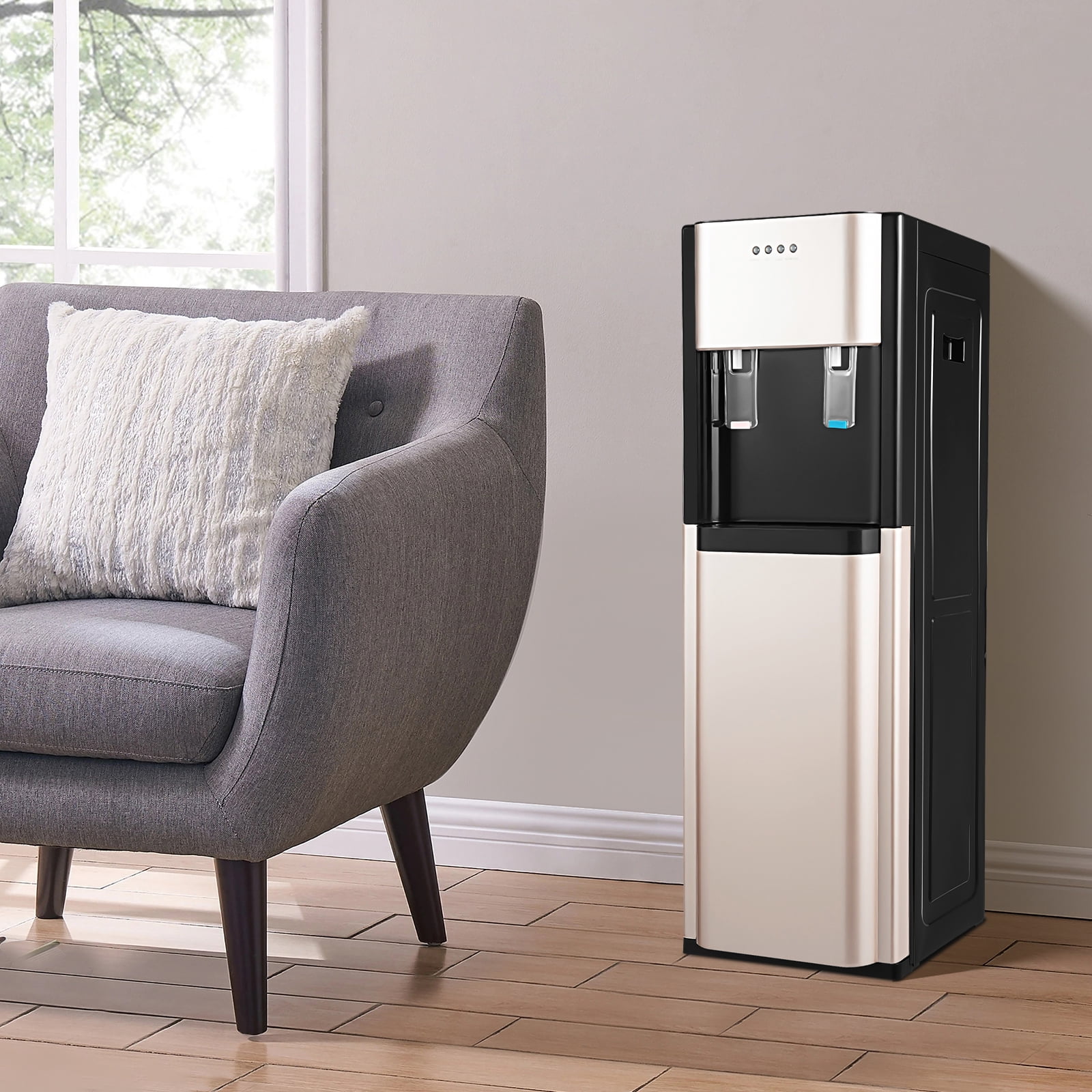 Bottom Loading Water Cooler Dispenser, Water Dispenser with Heating and Cooling Functions, for Home, Office (Gold)