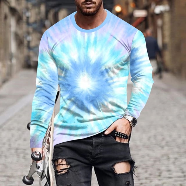 Blusas y camisas de manga larga con cuello redondo para hombre, blusas casuales de cuello redondo y manga larga, camisetas estampadas, blusas para hombre