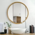 thumbnail image 2 of WallBeyond Large Round Bathroom Wood Mirror for Wall 32", Natural Wood, 2 of 7