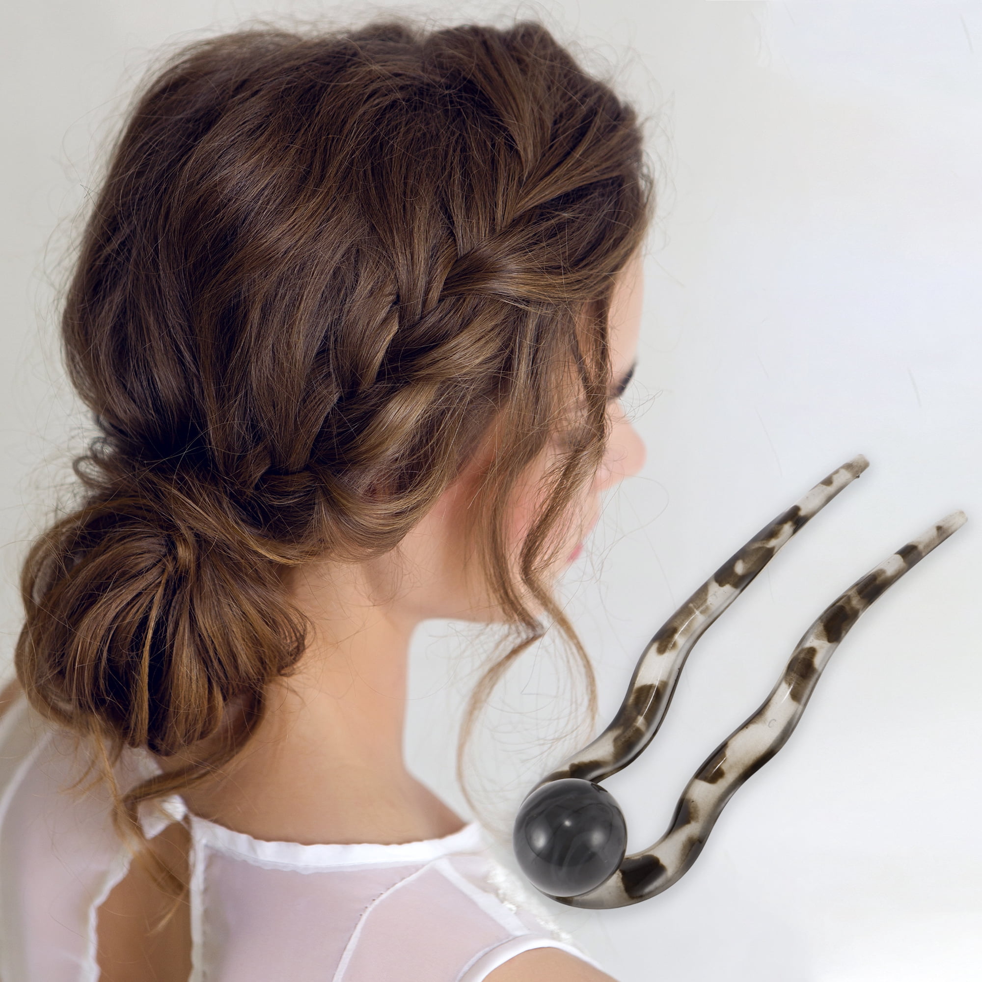 Unique Bargains Elegant U-shaped Hairdo Clip for Women 5.12"x1.42"x0.59" 1 Pc Gray