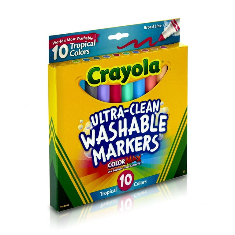 Crayola Ultra Clean Washable Markers, Tropical, Gift for Kids, 10Count