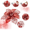 thumbnail image 3 of 24PCS Christmas Poinsettia with Clips Glitter Artificial Flower Winter Party Supplies for Xmas Tree Ornament Wedding Birthday Wreath Decoration, 3 of 7