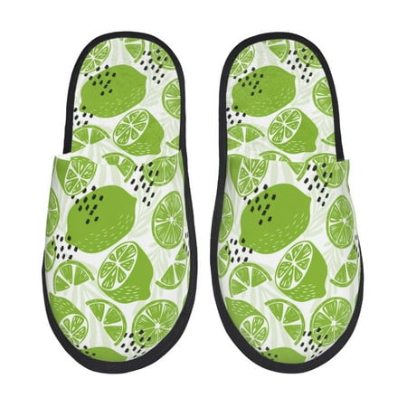 Balery Green Various Lemons Slient Indoor Furry Fleece Comfort House Shoes Soft Non-Slip Home Shoes Cotton slippers House Slippers-- Medium